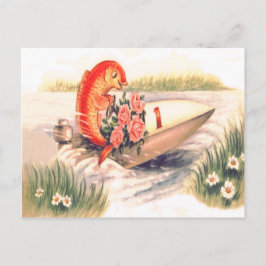 Postal Pez Barco de Peces Dorados Rosa Margarita