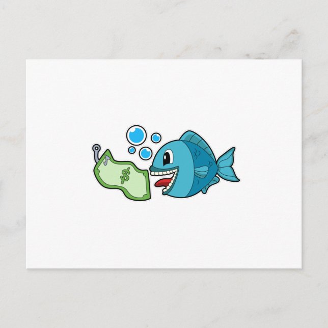 Postal Pez con billete (Anverso)