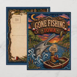 Postal Pez Espátula Americano de Iowa Gone Fishing