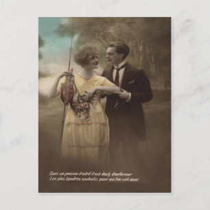 Postal Pez Flor Pareja Victoriana Pez de Abril