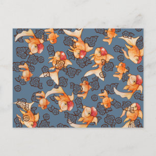 Postal Pez Goldfish Oranda Elegante