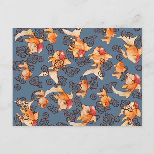 Postal Pez Goldfish Oranda Elegante (Anverso)