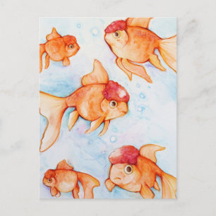 Postal Pez Goldfish Oranda Elegante
