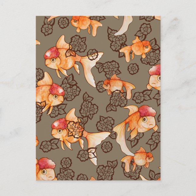Postal Pez Goldfish Oranda Elegante (Anverso)
