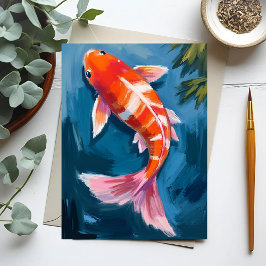 Postal Pez Koi Hermoso Acuarela