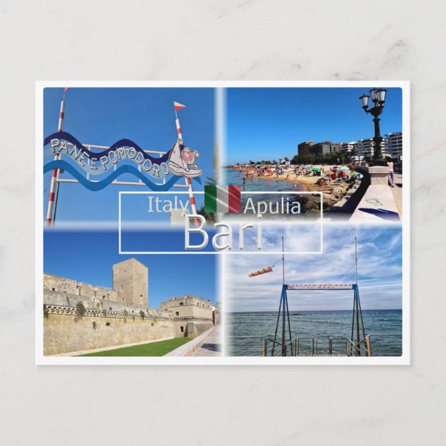 Postal PGL044 BARI, panel de playa e pomodoro, (Anverso)