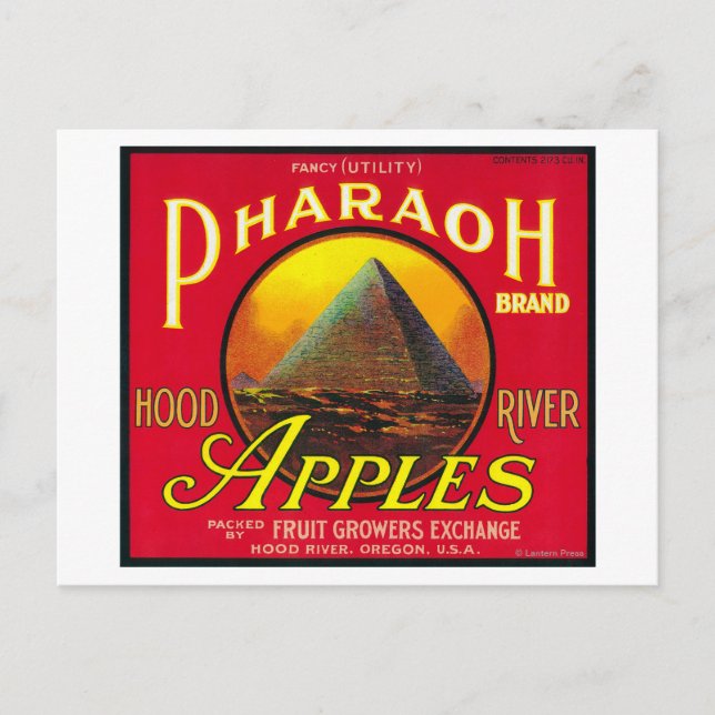Postal Pharaoh Apple Crate LabelHood River, OR (Anverso)