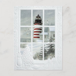Postal Phare sous la neige