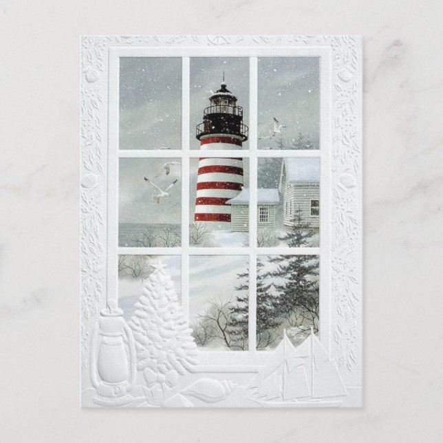 Postal Phare sous la neige (Anverso)