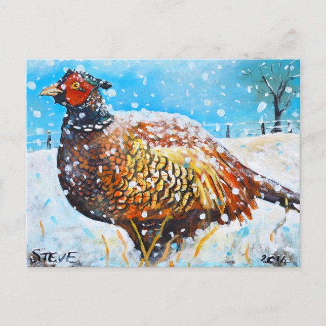 Postal ¡Pheasant en la nieve! (Anverso)