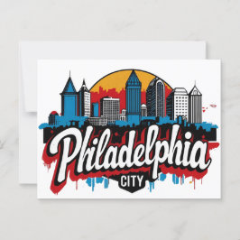 Postal Philadelphia City Pennsylvania EEUU skyline retro