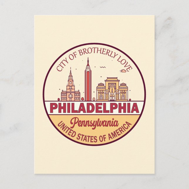 Postal Philadelphia Pennsylvania City Skyline Emblem (Anverso)