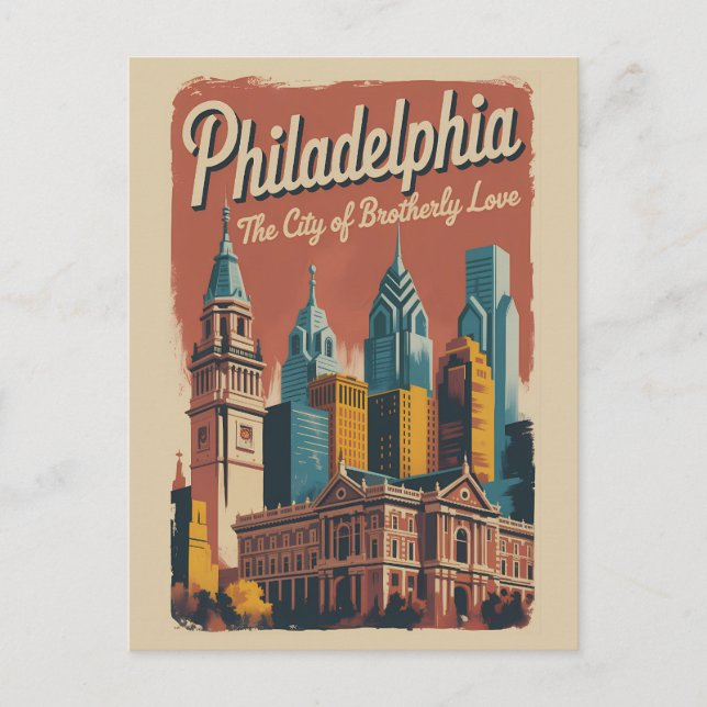 Postal Philadelphia Pennsylvania Illustration Travel Art (Anverso)