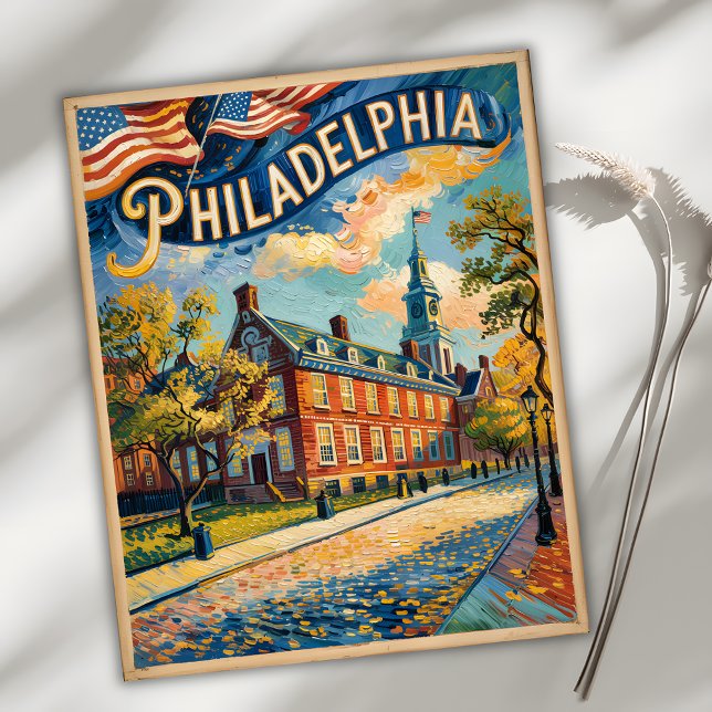 Postal Philadelphia Pennsylvania US Retro Van Gogh Travel (Subido por el creador)