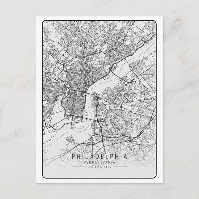 Postal Philadelphia Pennsylvania USA Travel City Map (Anverso)