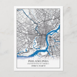 Postal Philadelphia Pennsylvania USA Travel City Map