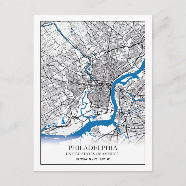 Postal Philadelphia Pennsylvania USA Travel City Map (Anverso)