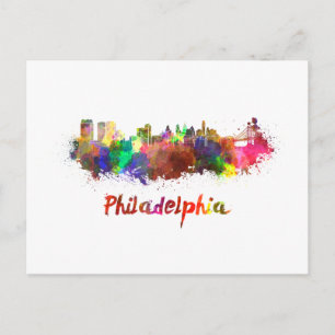 Postal Philadelphia skyline in watercolor