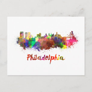 Postal Philadelphia skyline in watercolor