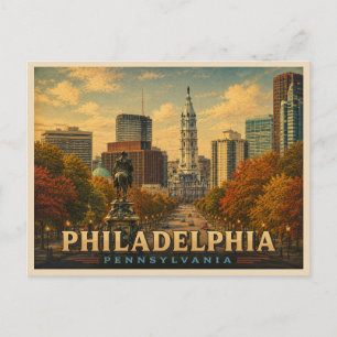 Postal Philadelphia Viajes Vintage