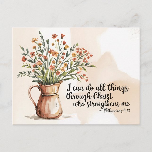Postal Philippians 4:13 Bible Verse Scripture Quote (Anverso)