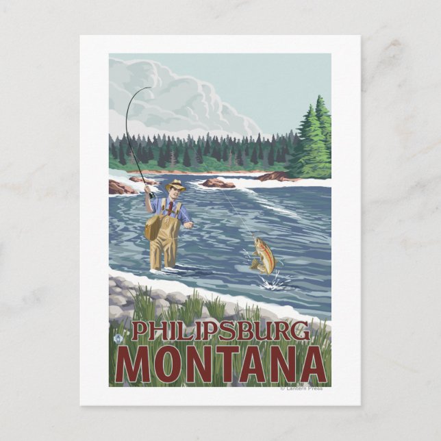 Postal Philipsburg, MontanaFly Fisherman (Anverso)