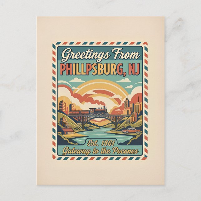 Postal Phillipsburg NJ Puerta de entrada a los Poconos Re (Anverso)