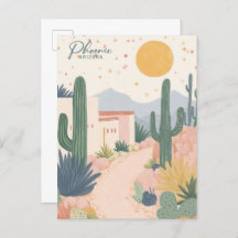 Phoenix Arizona Gouache Paint Ilustracion Travel