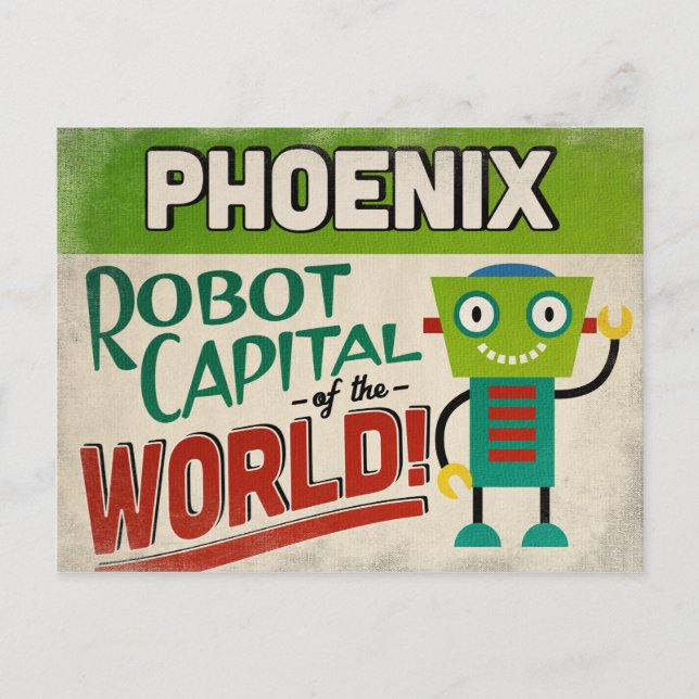 Postal Phoenix Arizona Robot - Gracioso Vintage (Anverso)