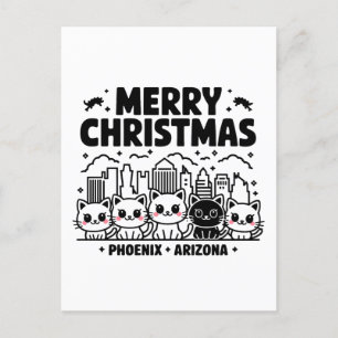 Postal Phoenix City Arizona Merry Christmas Cats USA