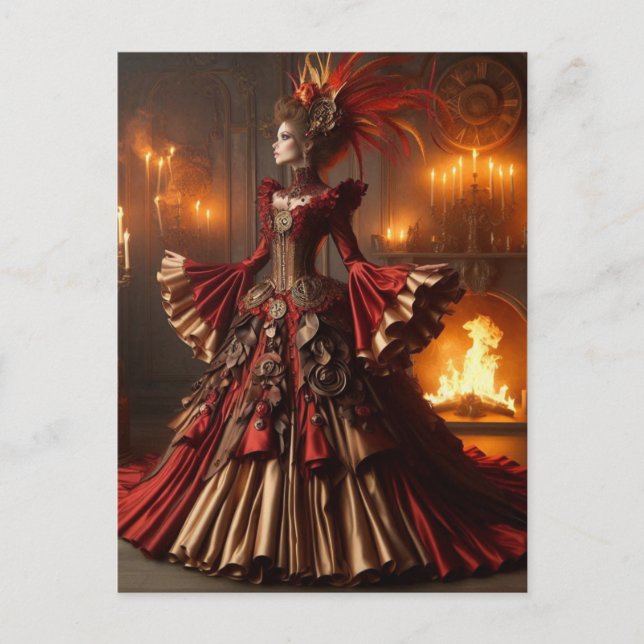 Postal Phoenix Fire Queen Steampunk Victorian Industrial (Anverso)