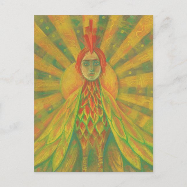 Postal Phoenix Sun Bird Goddess Fantasy Surrealismo (Anverso)