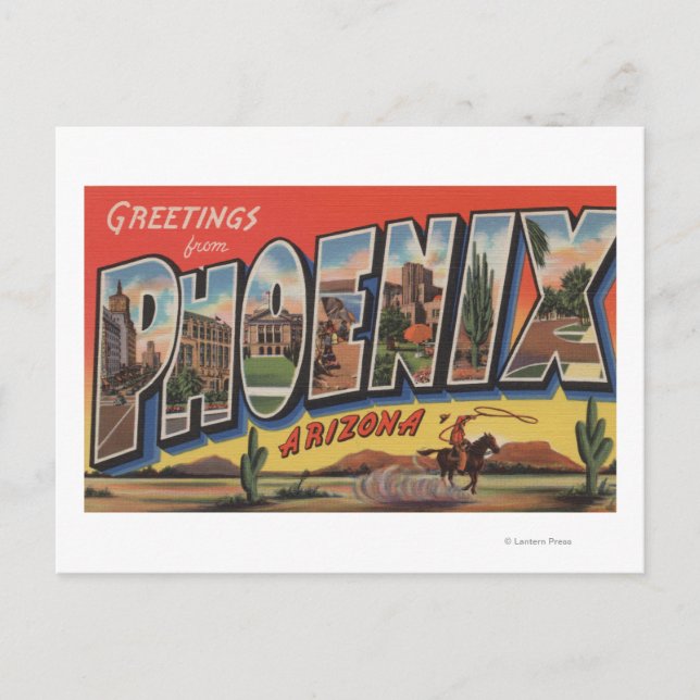 Postal Phoeniz, Arizona - Escenas de letras grandes (Anverso)