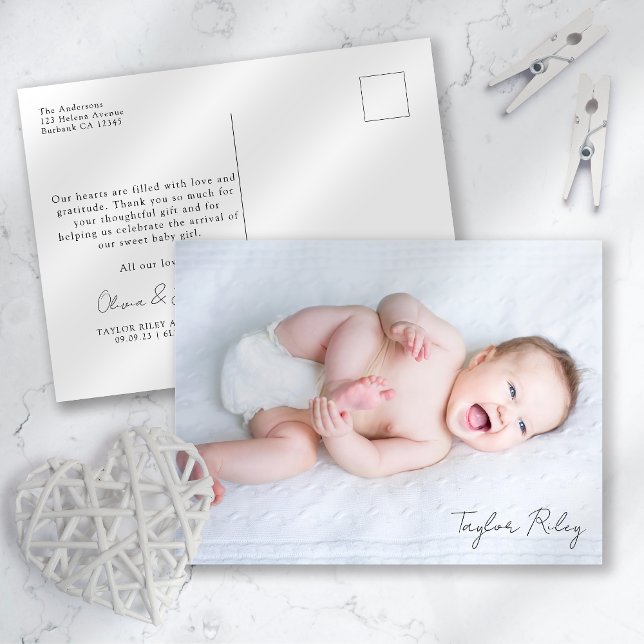 Postal Photo Calligraphy Name Birth Stats New Baby Thank  (Subido por el creador)