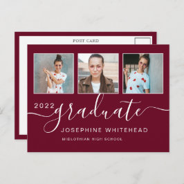 Postal Photo Collage Graduation Minimal Burgundy