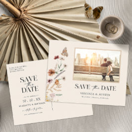 Postal Photo Floral Save The Date Postcard