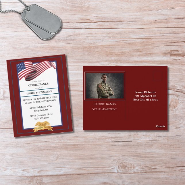 Postal Photo Military Retirement Invitation Gold Crest (Subido por el creador)