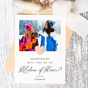 Postal Photo Will You Be My Matron of Honor Pink Heart