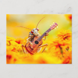 Postal Photorealistic Cockroach Playing Guitar Among Mari