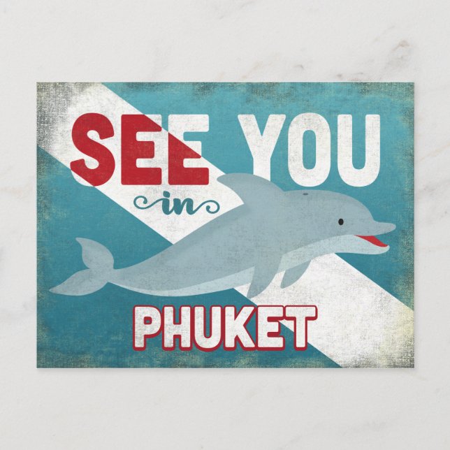 Postal Phuket Dolphin - Viaje retro vintage (Anverso)