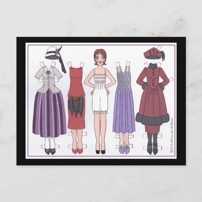 Postal Phyllis, la dama Art Déco de la muñeca de papel de (Anverso)