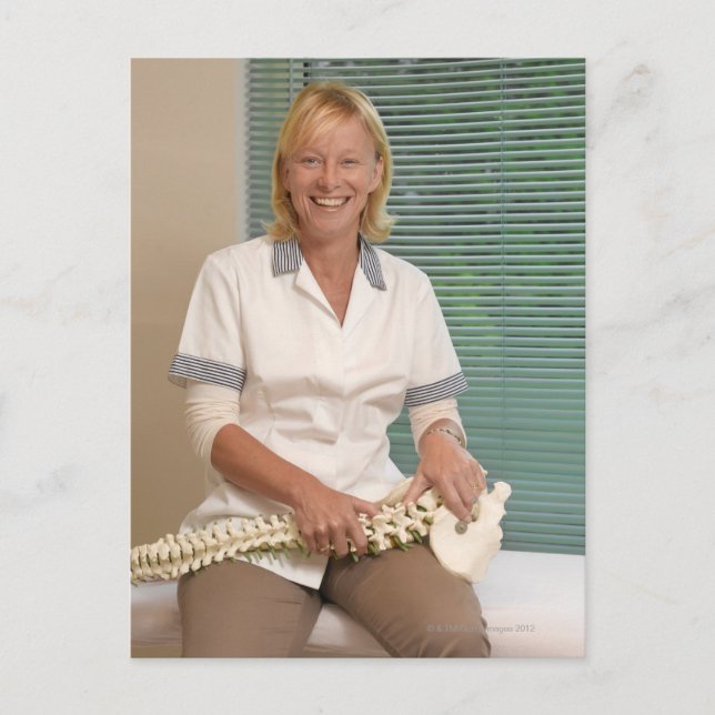 Postal Physiotherapist with model of spine (Anverso)