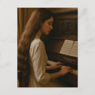 Postal Pianista femenina vintage
