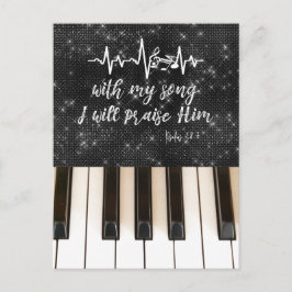 Postal Piano con elogio de la Biblia Verse