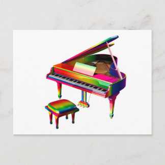 Postal Piano de color arcoiris