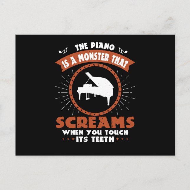 Postal Piano - El Piano Es Un Monstruo Con Dientes (Anverso)