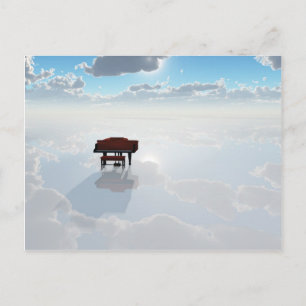 Postal Piano en un paisaje blanco dramático