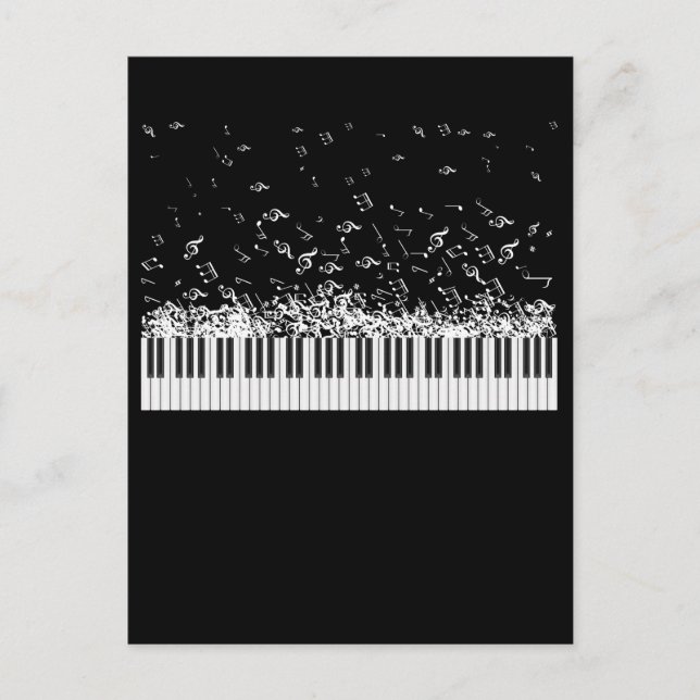 Postal Piano Music Notes Instrucian músico pianista (Anverso)