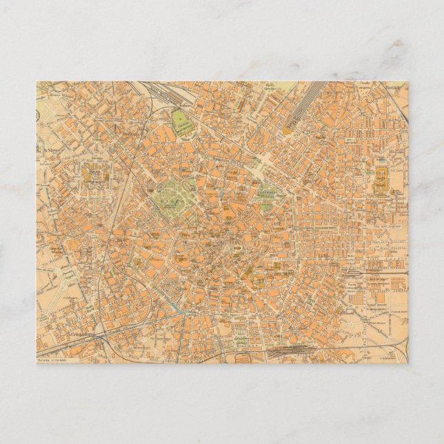 Postal Pianta di Milano - Mapa de Milán, Italia (Anverso)