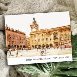 Postal Piazza Bologna Italia acuarela Viaje italiano<br><div class="desc">Si necesitas más personalización,  por favor,  no dudes en enviarme un correo electrónico a yellowfebstudio@gmail.com. o un mensaje a través de Zazzle.</div>